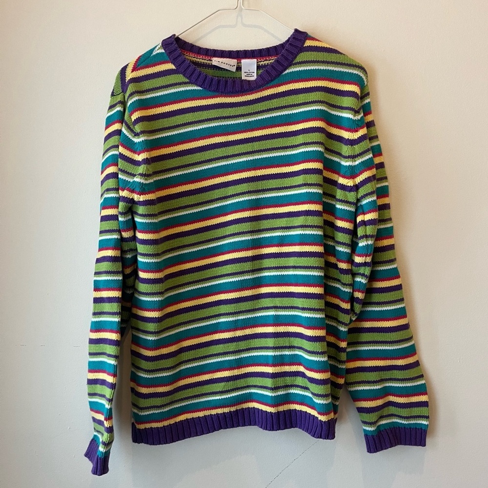 Kim Rogers Multicolor Striped Crew Neck Sweater